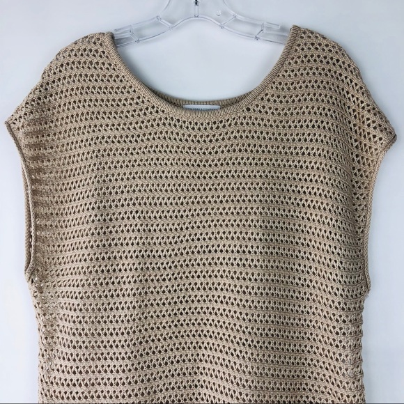 NY&C beige open knit minimalistic boho tank top - Picture 3 of 9